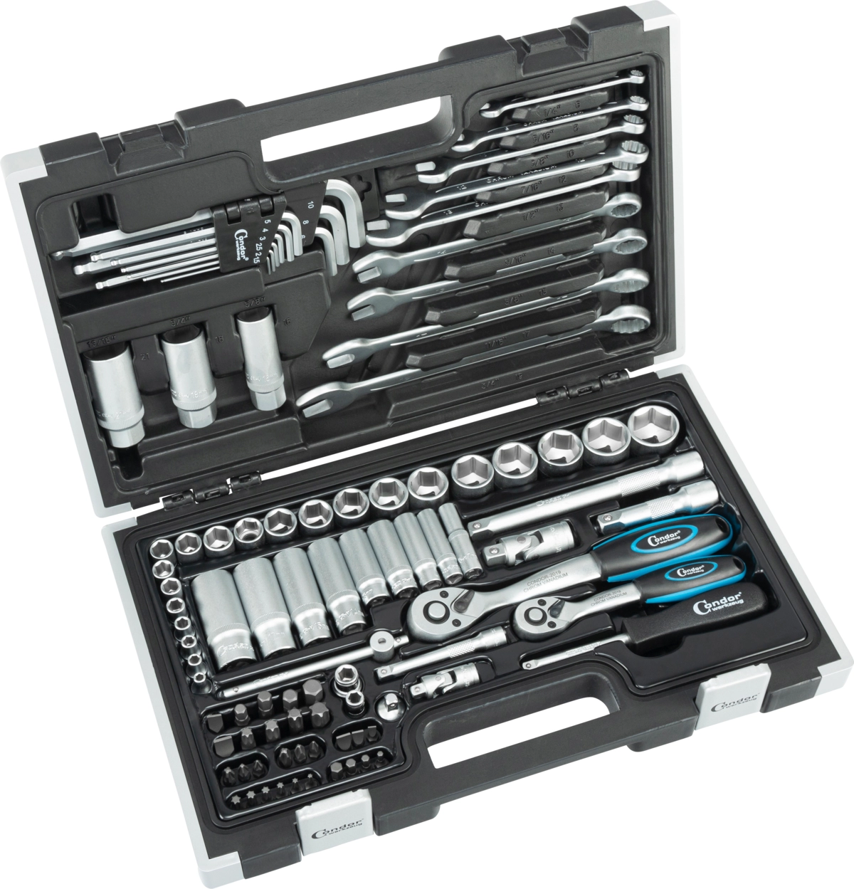 Hylsa Set, 92 delar., 1/4+3/8", 6-kant 4-24 mm