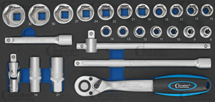 Hylsa Set i Foam 1/3, 25 delar., 1/2"