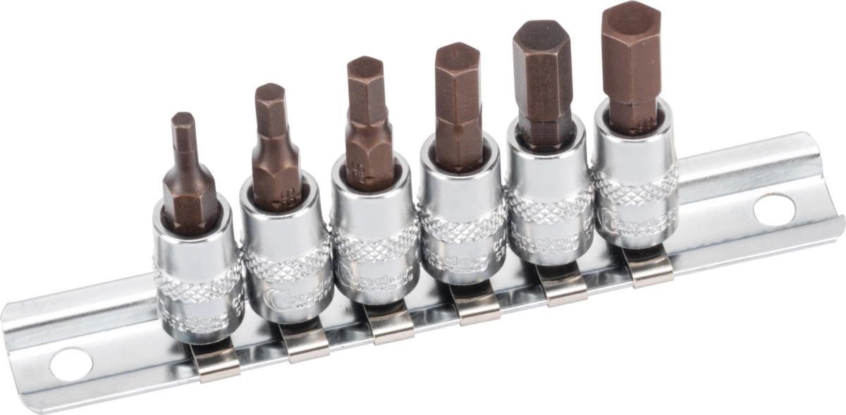 Hylsbit Set, xcess performance, 6 delar., 1/4", insex 3-8 mm