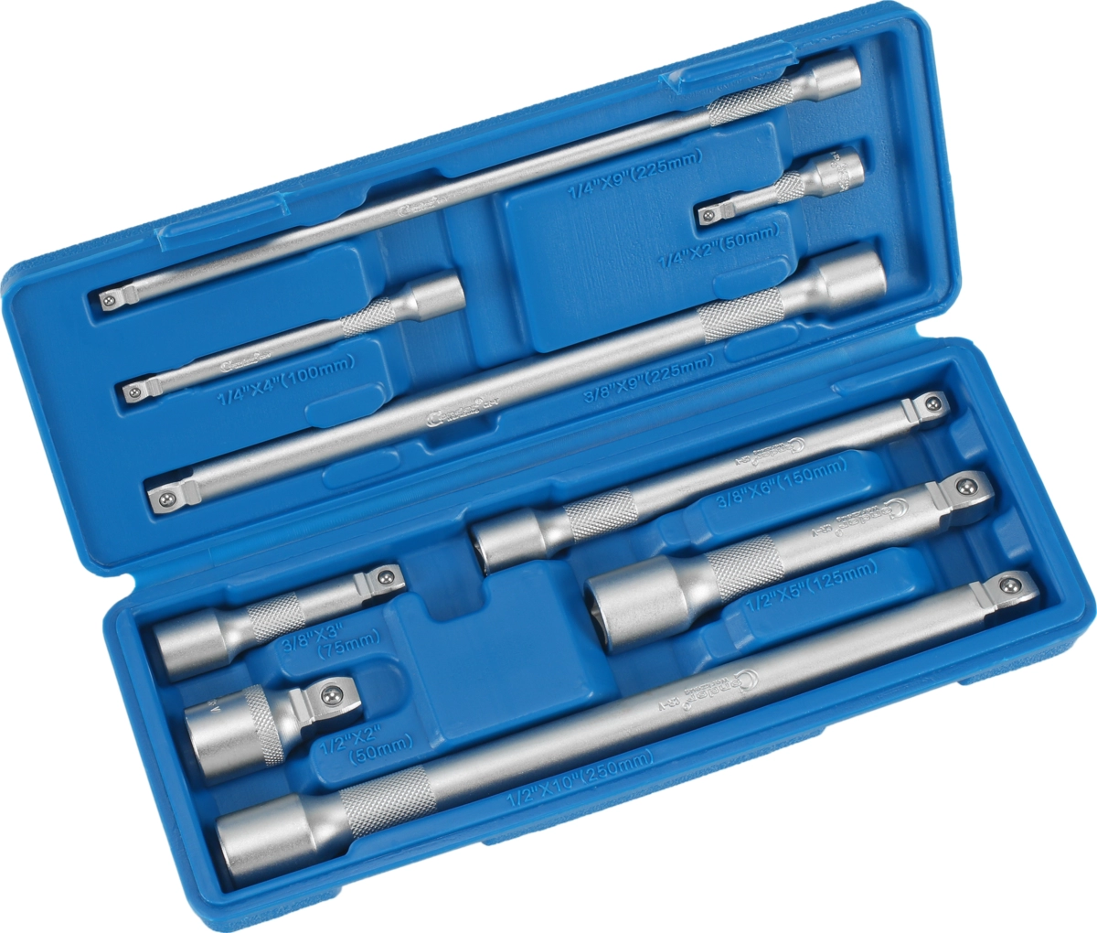 Wobbel förlängningsskaft Set, 9 delar., 1/4+3/8+1/2", 50-250 mm
