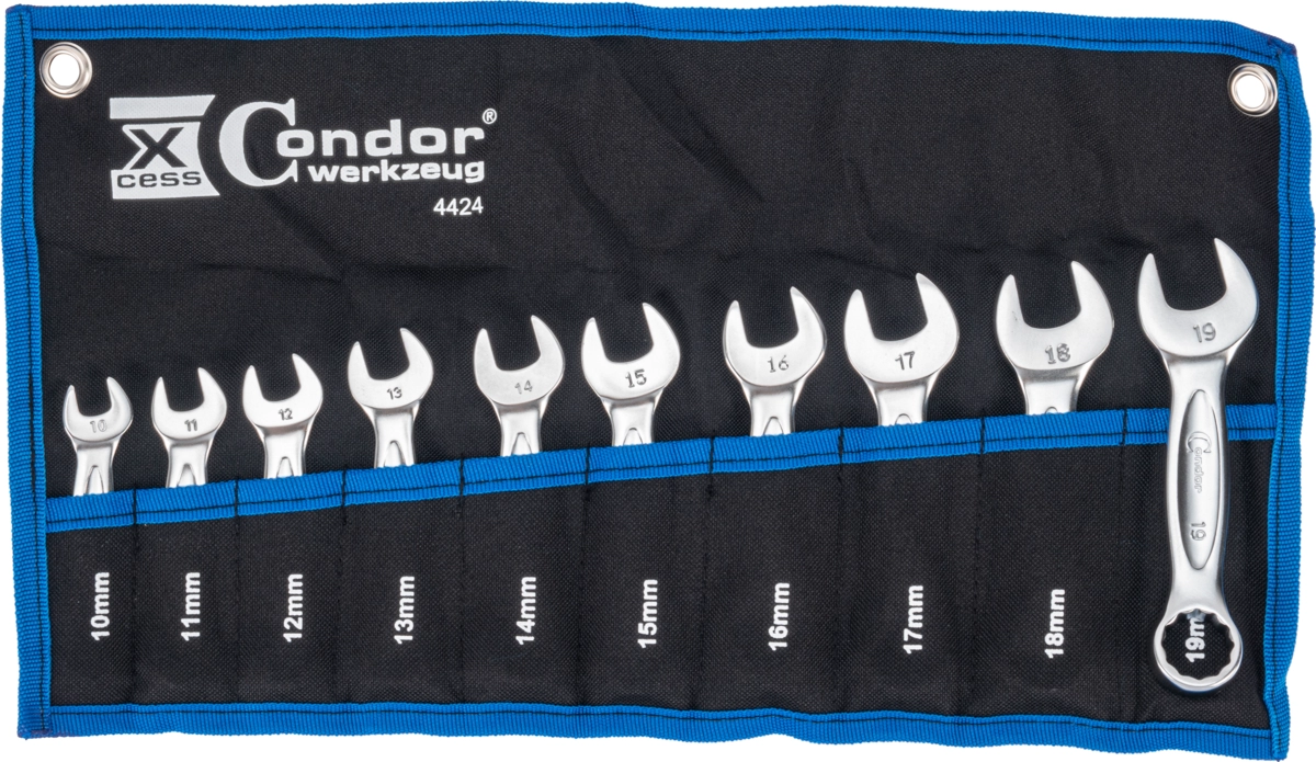 U-Ringnyckel Set, 10 delar., stubby, 10-19 mm