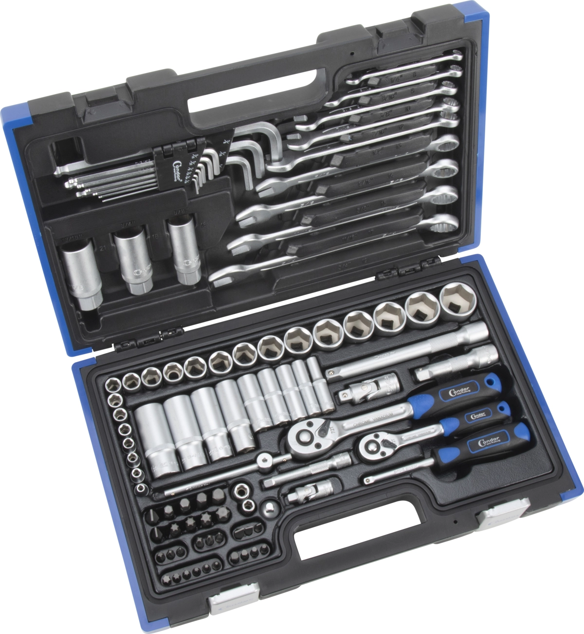 Hylsa Set, 92 delar., 1/4+3/8", 6-kant tum 5/32-1"