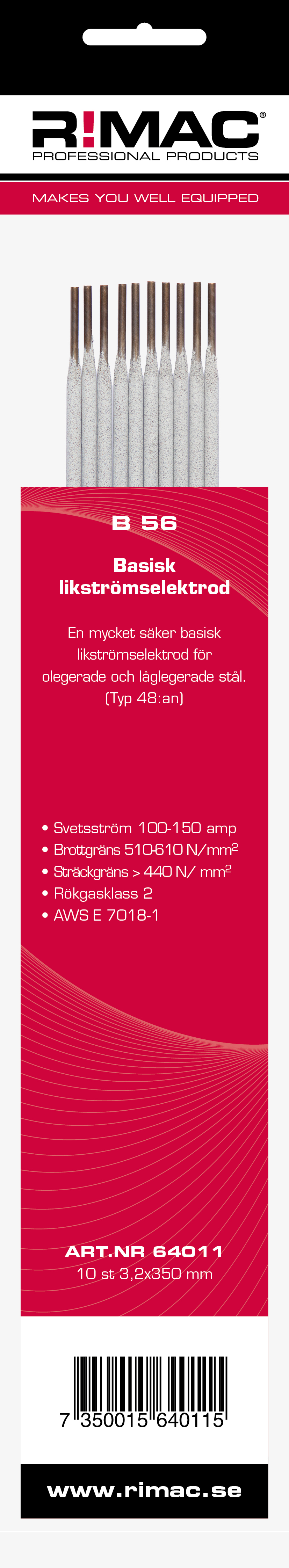 Rimac Sb-pac Svetselektrod 7018 B56-3,2x10st Basisk
