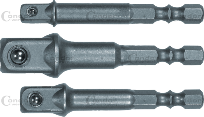 Adapter Set för Borrmaskin, 3 delar., 1/4+3/8+1/2"