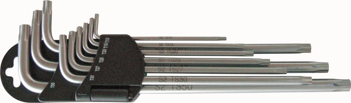 Vinkelnyckel Set, 9 delar., lång, 5-Stjärnig manipuleringssäker TS10-50