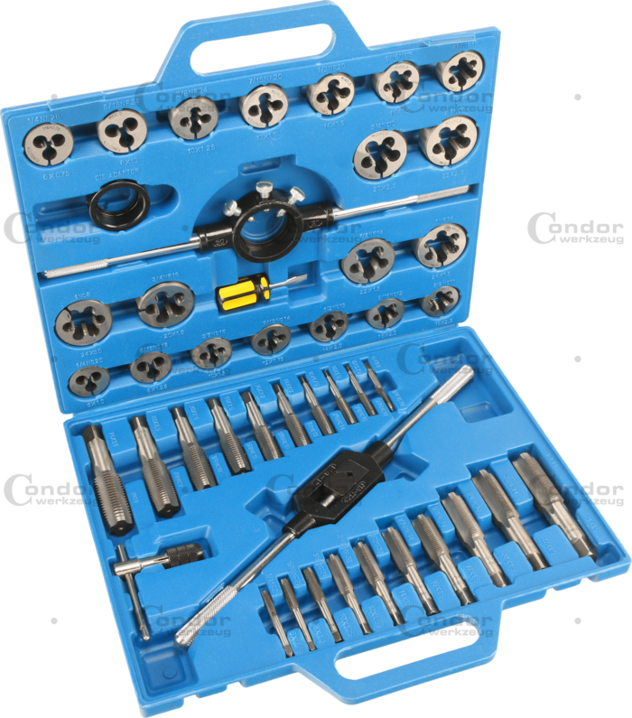 Tapp och Snitt Set, 45 delar., tungsten stål, AF 1/4-1"