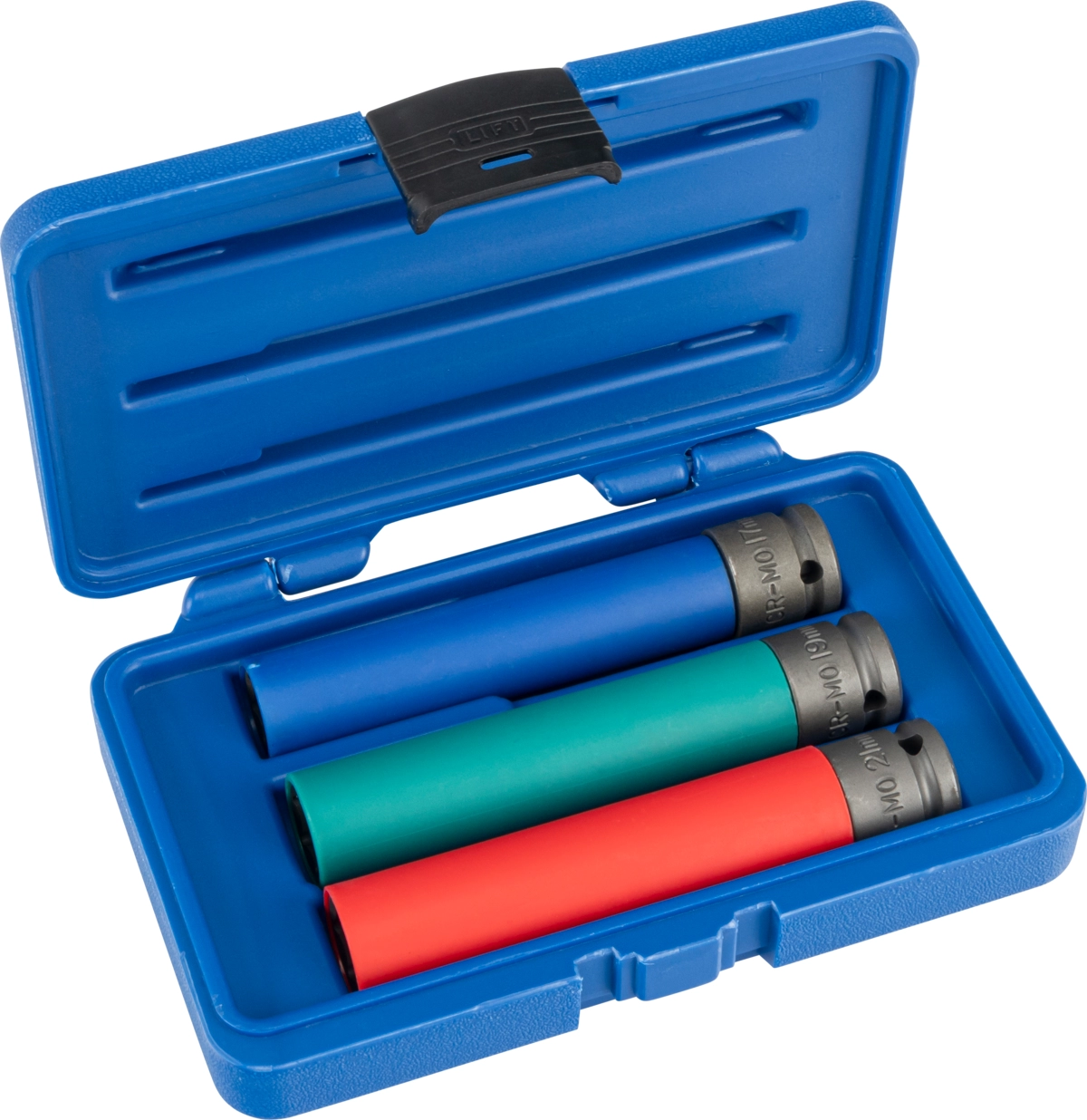 Hjulmutterhylsor, extra långa, 3 del., 1/2″, 150 mm, CrMo, 6-kant 17-21 mm