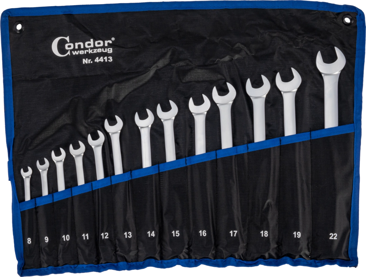 U-Ringnyckel Set, 13 delar., lång, 8-22 mm