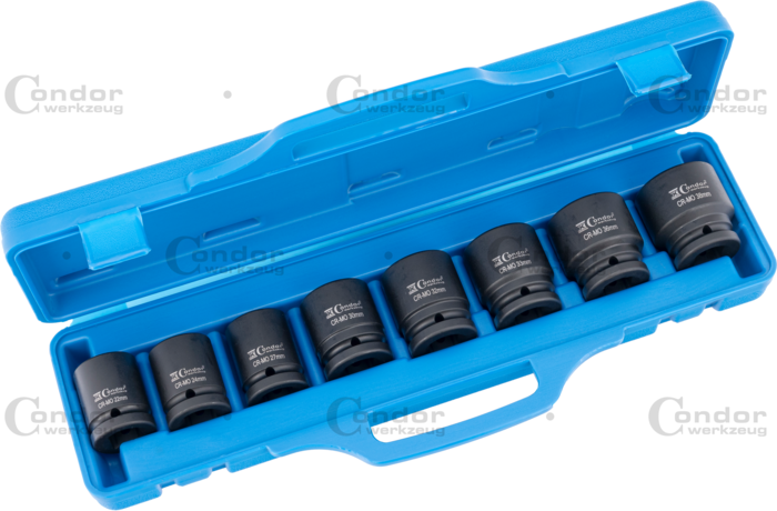 Krafthylsa Set, 8 delar., 3/4", CrMo, 6-kant 22-38 mm