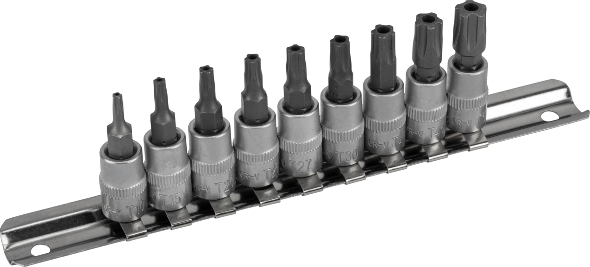 Hylsbit Set, 9 delar., 1/4", 5-Stjärnig manipuleringssäker TS10-50