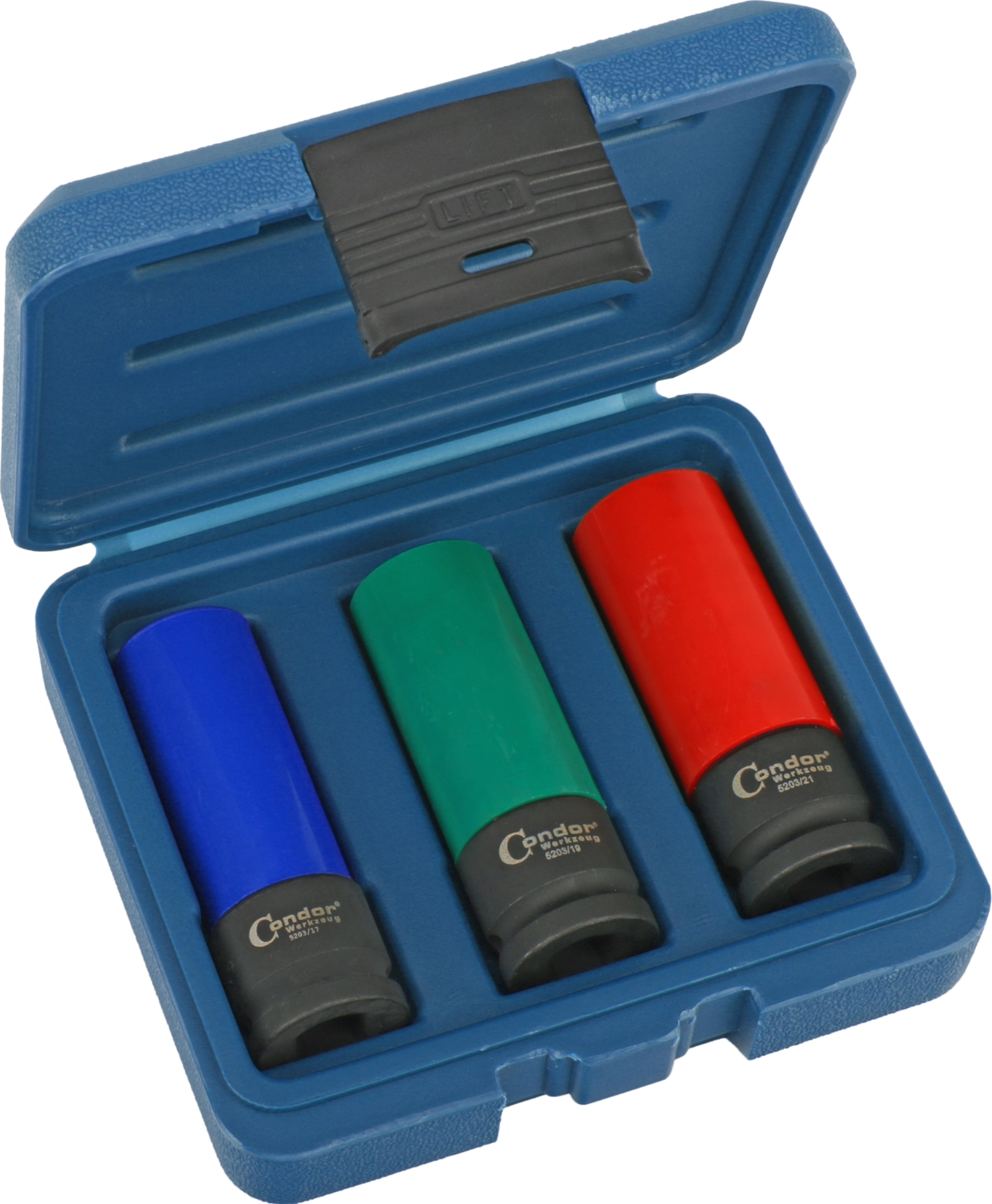 Hjulmutter Hylsa Set, 3 delar., 1/2", magnetisk, 6-kant 17-21 mm