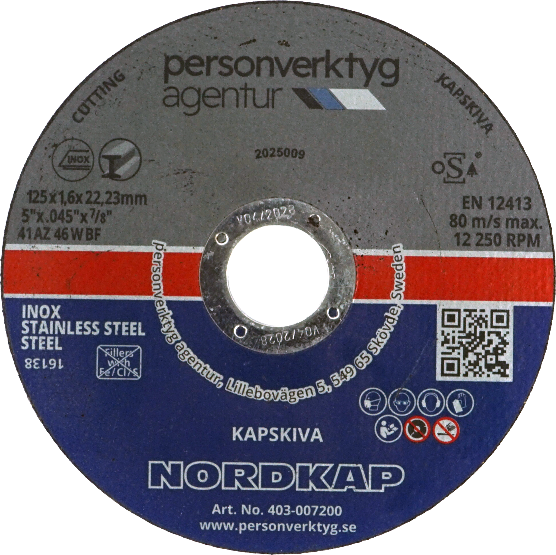 NORDKAP kapskiva 125x1,6x22,23 longlife