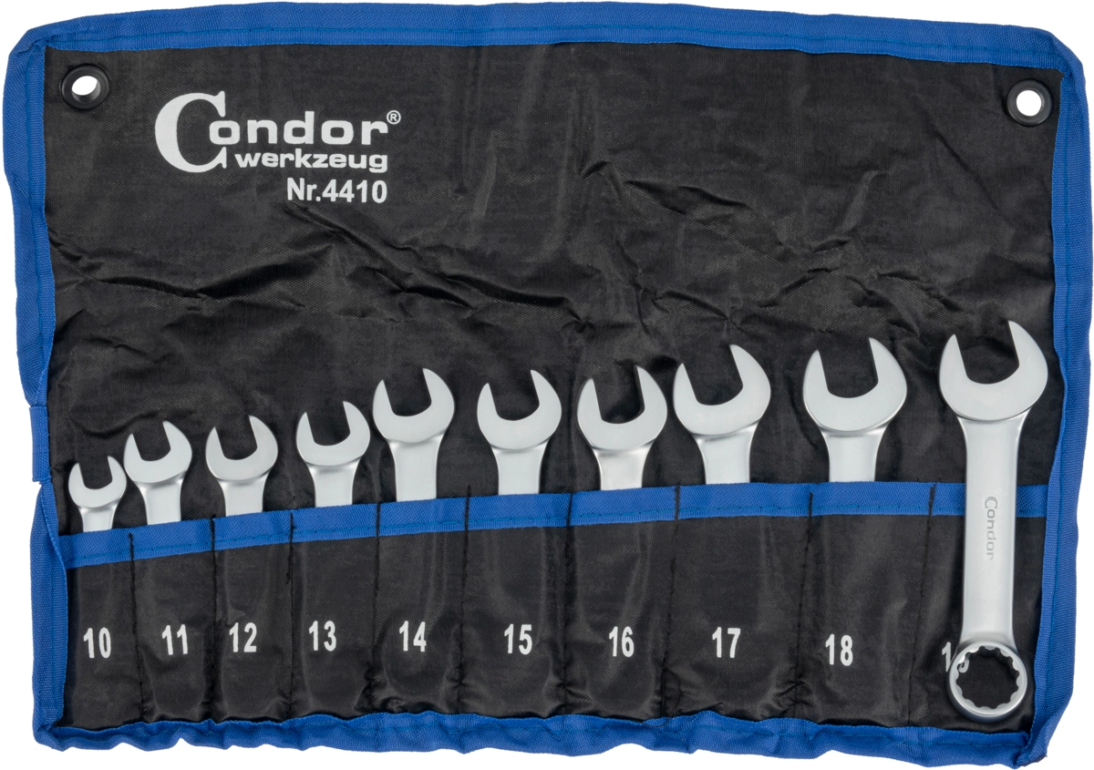U-Ringnyckel Set, 10 delar., stubby, 10-19 mm
